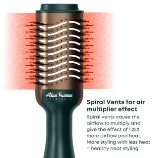 Alan Truman jade green blow dry brush with gold trim