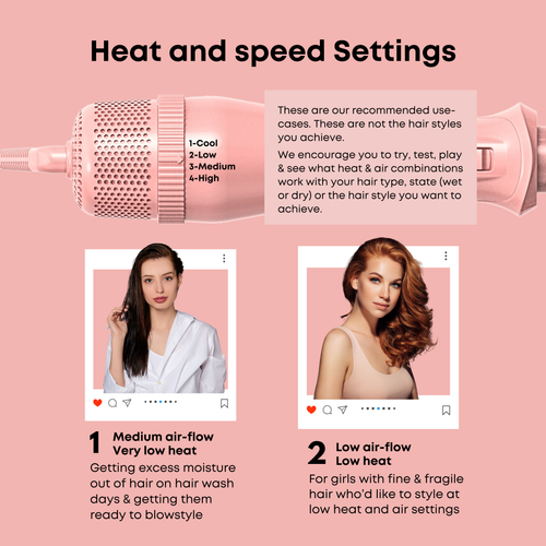 Alan Truman Big Volumiser Set for Easy Blowdrying, Curling, Waving & Blow Styling at home - Pastel Pink