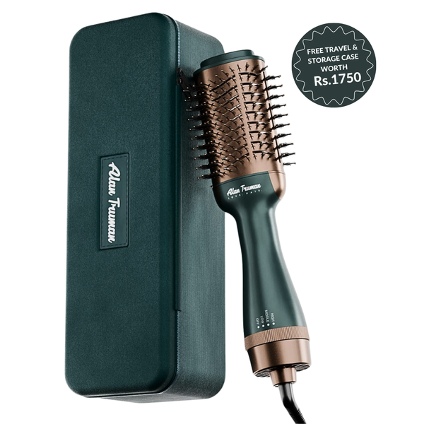  Buy - Alan Truman Blow dryer Brush with Storage & Travel Case Jade Green-Gold for easy blowdrying, blow styling and haircare