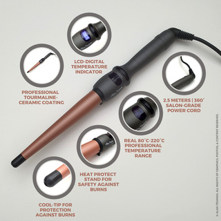 Alan Truman Tourmaline Ceramic Curling Wand (25-13mm) - Alan Truman