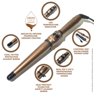 Alan Truman Gold Large Conical Ceramic Curling Wand (32-19mm) - Alan Truman