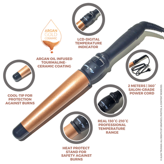Alan Truman Argan Gold X Large Conical Curling Wand (38-25mm) - Alan Truman