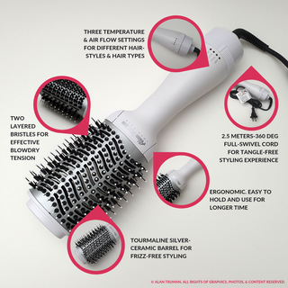 Alan Truman Silver Ceramic Blow Dryer Brush - Alan Truman