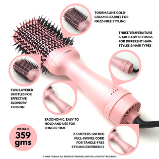 Alan Truman Hair Blow Brush in Pink