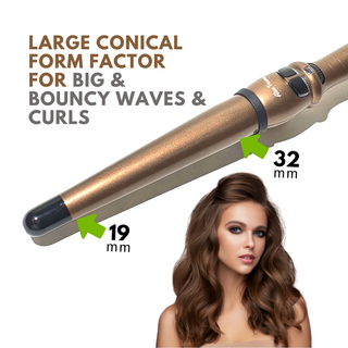 Alan Truman Gold Large Conical Ceramic Curling Wand (32-19mm) - Alan Truman