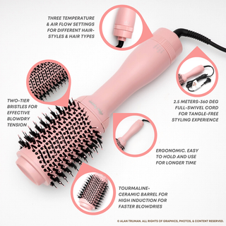Alan Truman Pastel Pink Compact Blow Dryer Brush - Alan Truman