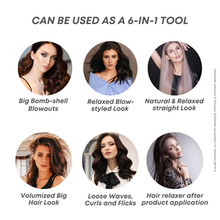 Compact black gold blow dryer brush for styling