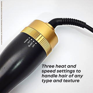 Compact hair dryer brush for salon-like finish