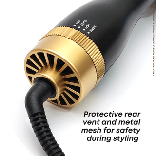Compact hair dryer brush for salon-like finish