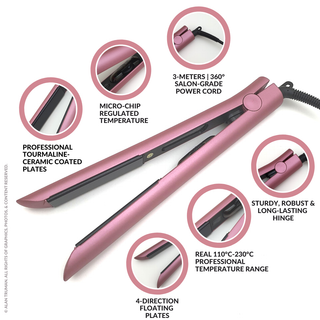 Alan Truman AT 104 Soft Pink Tourmaline Ceramic Hair Straightener - Alan Truman