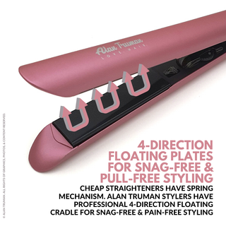 Alan Truman AT 104 Soft Pink Tourmaline Ceramic Hair Straightener - Alan Truman